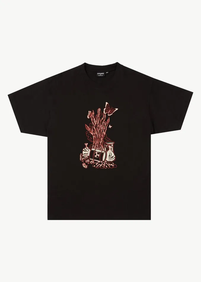 Men TShirts Afends AFENDS Mens Regrowth 8211 Boxy Fit Tee 8211 Black