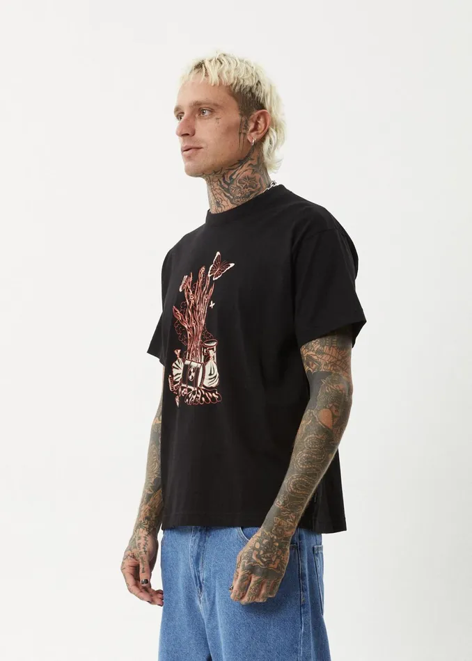 Men TShirts Afends AFENDS Mens Regrowth 8211 Boxy Fit Tee 8211 Black