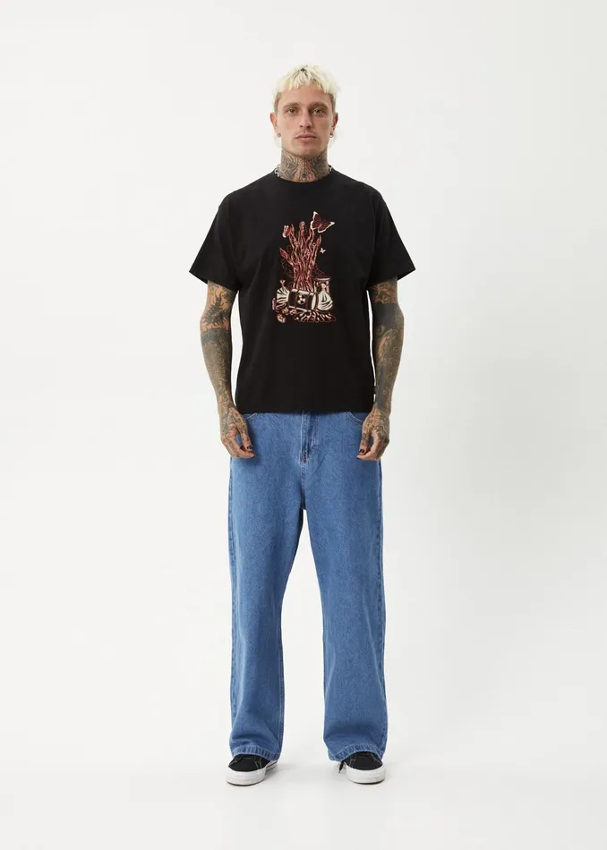 Men TShirts Afends AFENDS Mens Regrowth 8211 Boxy Fit Tee 8211 Black