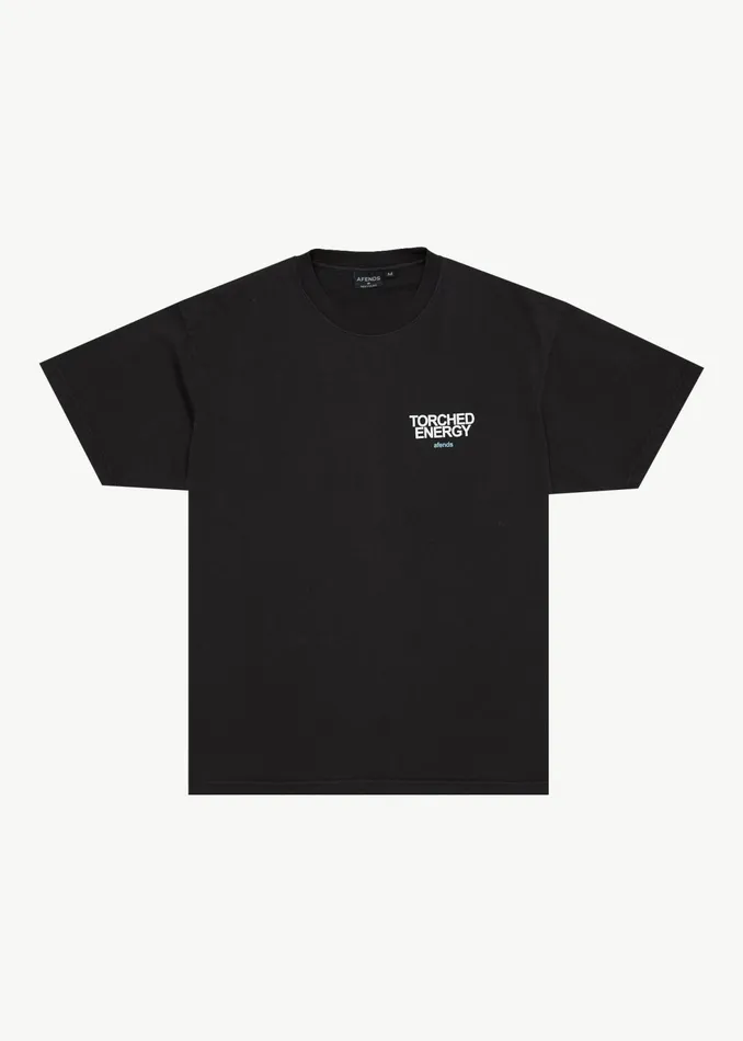 Men TShirts Afends AFENDS Mens Torched Energy 8211 Boxy Fit Tee 8211 Stone Black