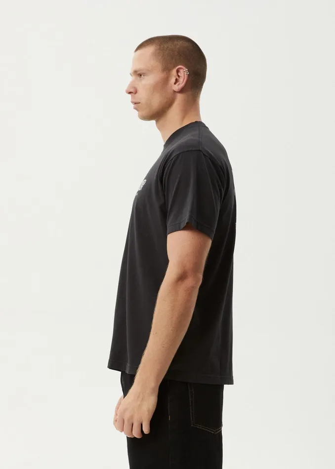 Men TShirts Afends AFENDS Mens Torched Energy 8211 Boxy Fit Tee 8211 Stone Black