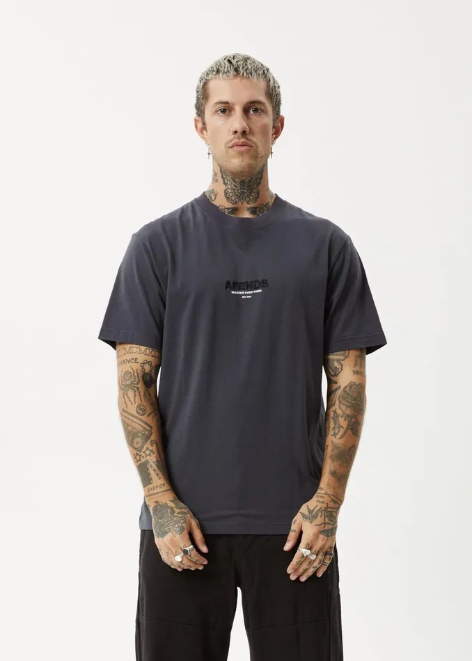 Men TShirts Afends AFENDS Mens Vinyl 8211 Retro Fit Tee 8211 Charcoal