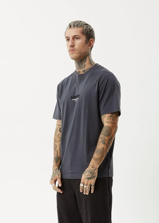 Men TShirts Afends AFENDS Mens Vinyl 8211 Retro Fit Tee 8211 Charcoal