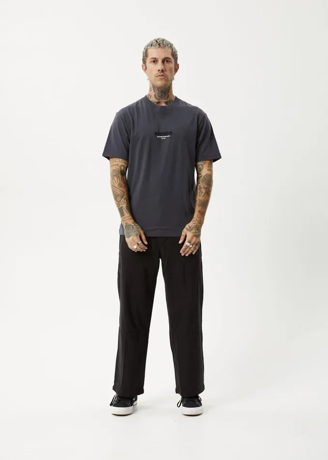 Men TShirts Afends AFENDS Mens Vinyl 8211 Retro Fit Tee 8211 Charcoal
