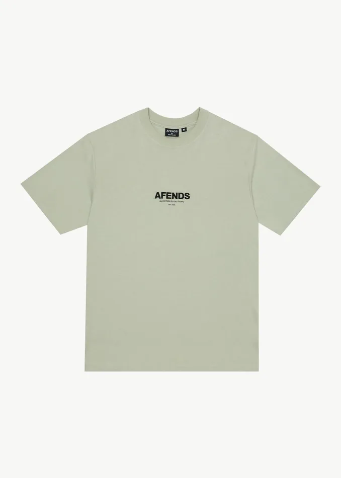 Men TShirts Afends AFENDS Mens Vinyl 8211 Retro Fit Tee 8211 Eucalyptus