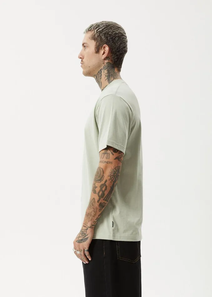 Men TShirts Afends AFENDS Mens Vinyl 8211 Retro Fit Tee 8211 Eucalyptus