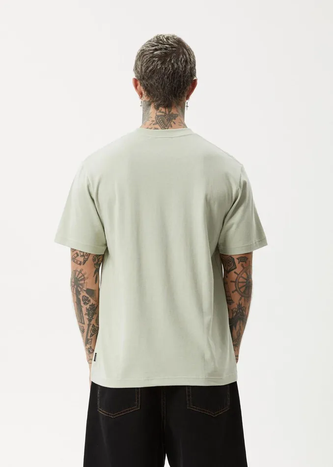 Men TShirts Afends AFENDS Mens Vinyl 8211 Retro Fit Tee 8211 Eucalyptus