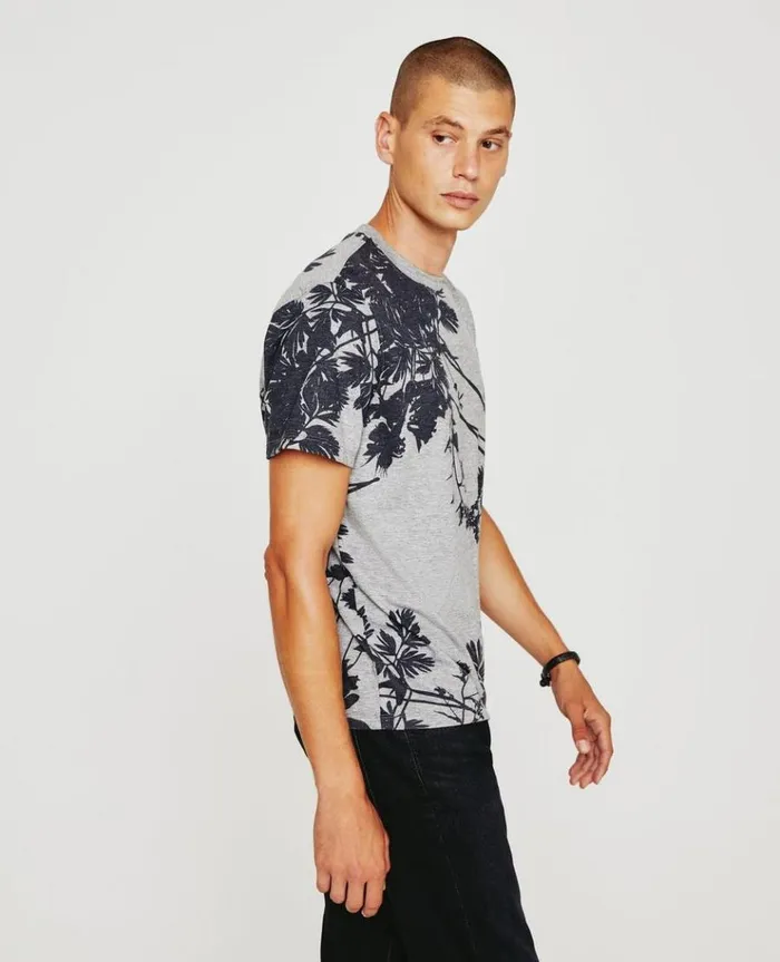 Men Tees AG Jeans Bryce Crew Bold Flower Heather Grey Multi Men Tees AG Jeans Bryce Crew Bold Flower Heather Grey Multi