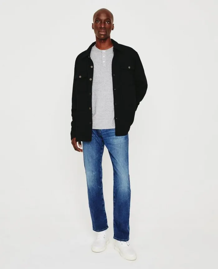 Men Tees AG Jeans Bryce LS Henley Heather Grey Men Tees AG Jeans Bryce LS Henley Heather Grey