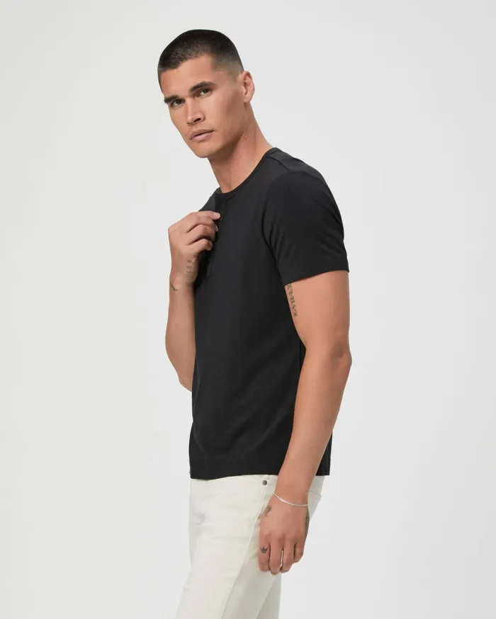 Men Tees PAIGE Harwood Short Sleeve Henley 8211 Black Men Tees PAIGE Harwood Short Sleeve Henley 8211 Black