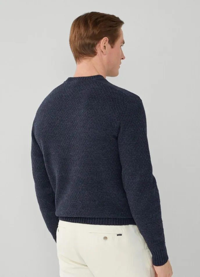 Men Textured Knit Jumper Navy Hackett London Knitwear