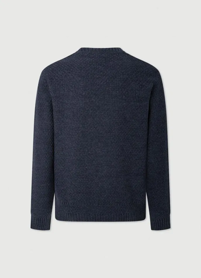 Men Textured Knit Jumper Navy Hackett London Knitwear