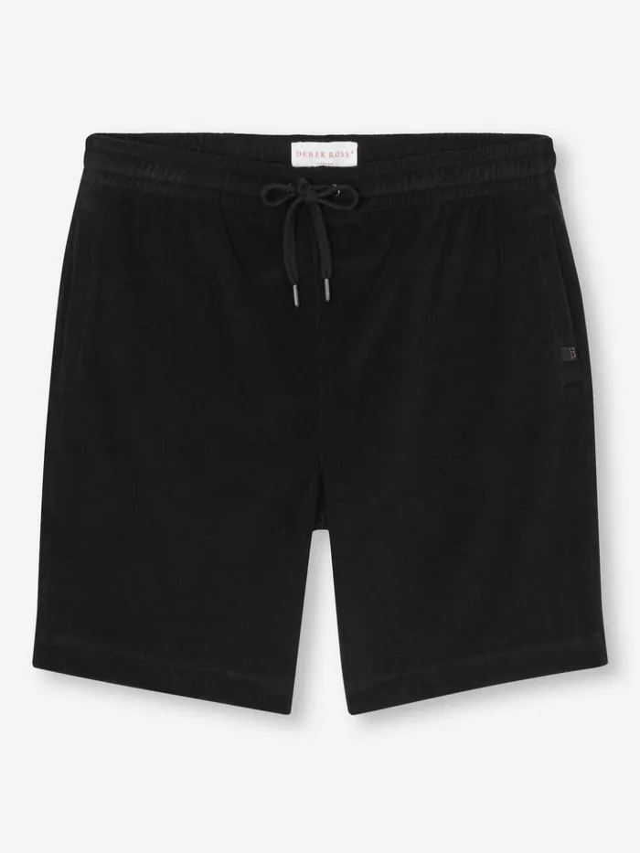 Men Towelling Shorts Isaac Terry Cotton Black Derek Rose Casual Shorts