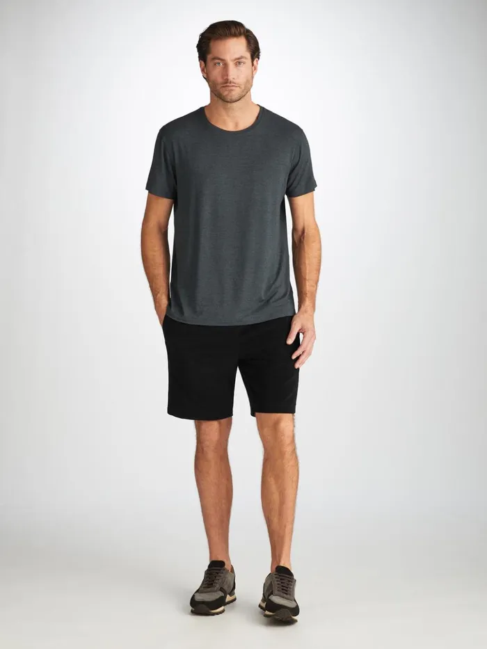 Men Towelling Shorts Isaac Terry Cotton Black Derek Rose Casual Shorts