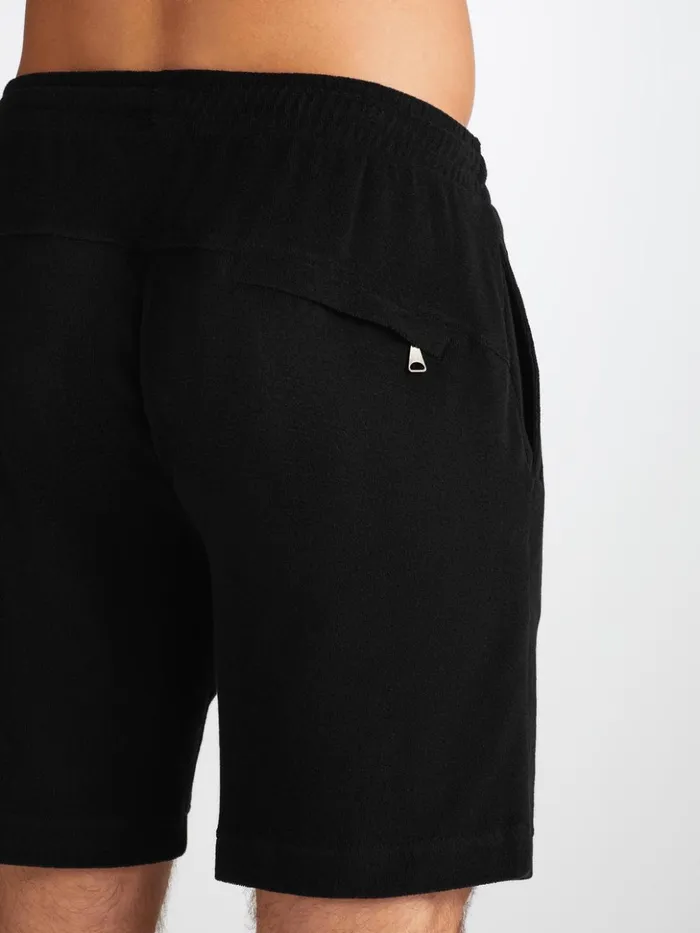 Men Towelling Shorts Isaac Terry Cotton Black Derek Rose Casual Shorts