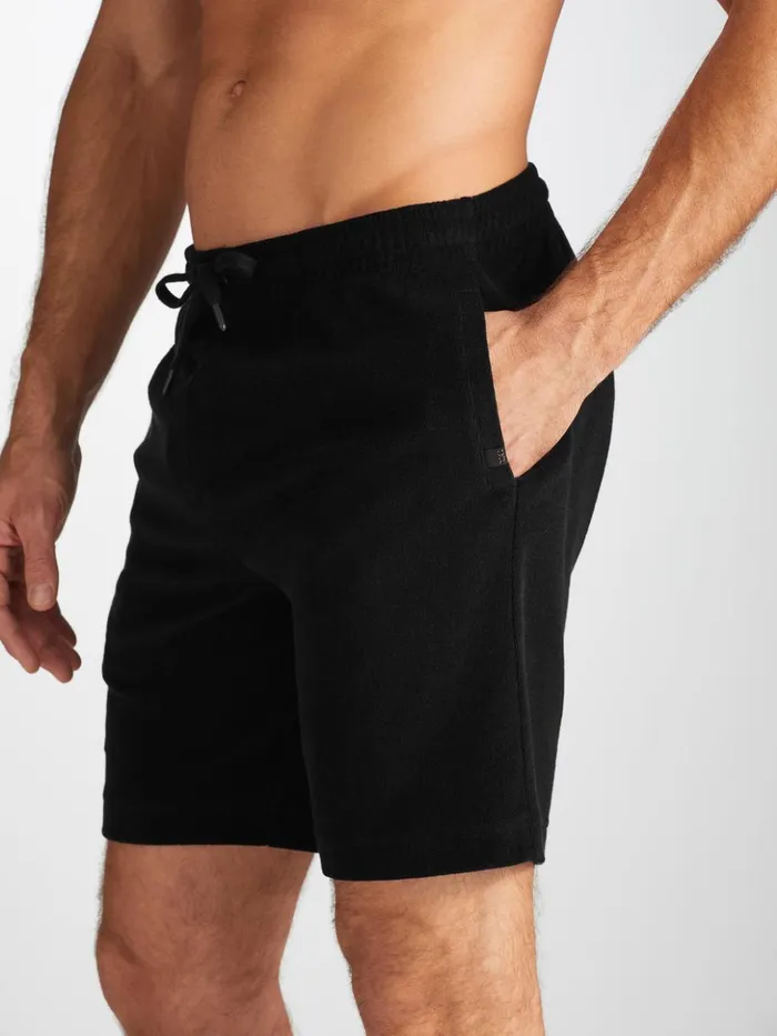 Men Towelling Shorts Isaac Terry Cotton Black Derek Rose Casual Shorts