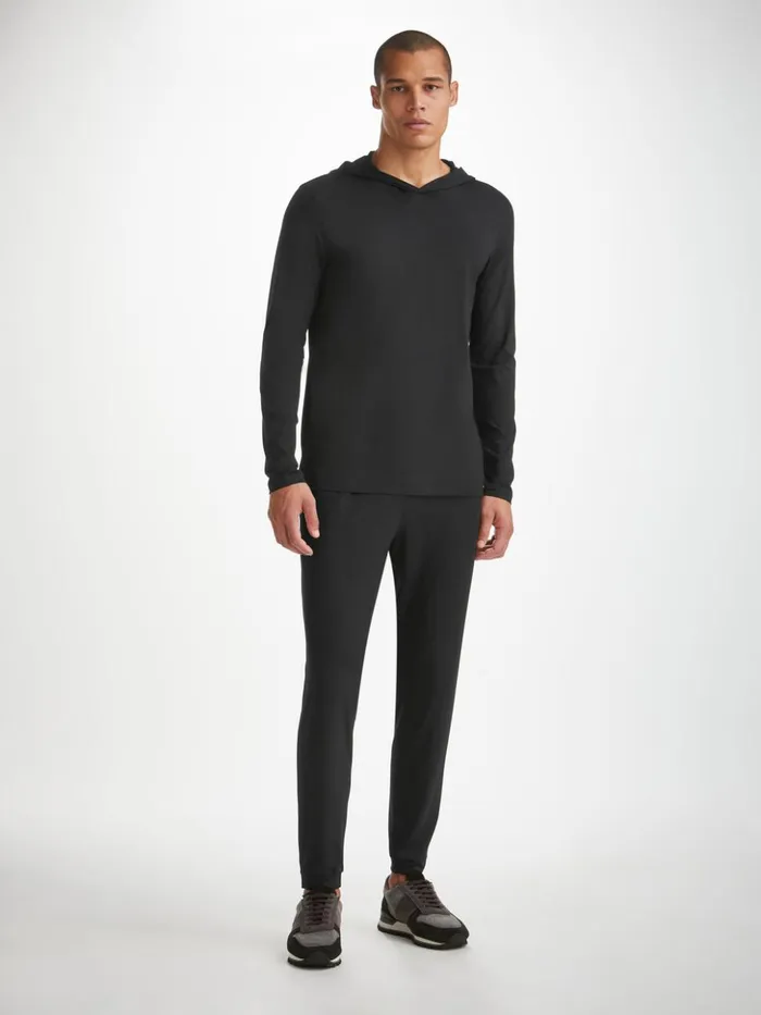 Men Track Pants Basel Micro Modal Stretch Black Derek Rose Casual Pants