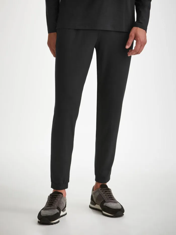 Men Track Pants Basel Micro Modal Stretch Black Derek Rose Casual Pants
