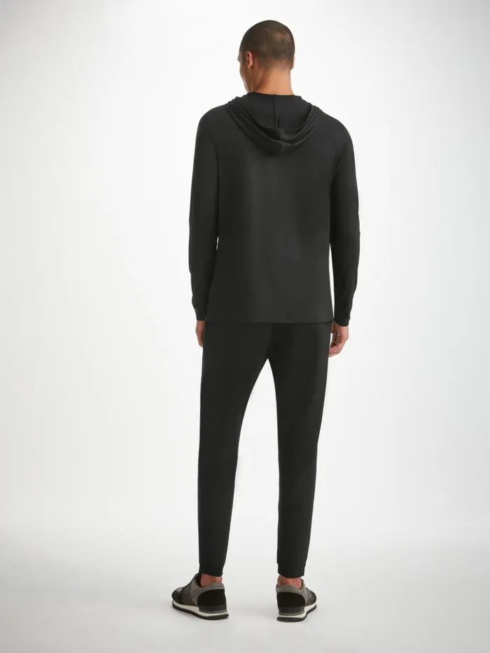 Men Track Pants Basel Micro Modal Stretch Black Derek Rose Casual Pants