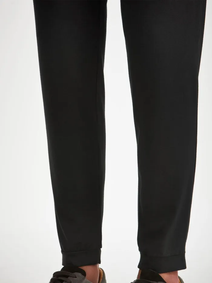 Men Track Pants Basel Micro Modal Stretch Black Derek Rose Casual Pants
