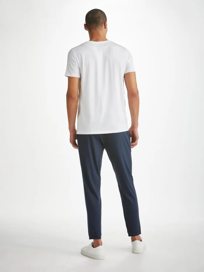 Men VNeck TShirt Basel Micro Modal Stretch White Derek Rose Short Sleeve TShirts