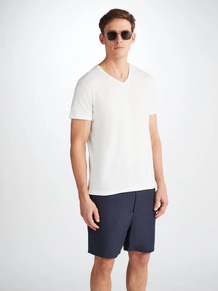 Men VNeck TShirt Riley Pima Cotton White Derek Rose Short Sleeve TShirts