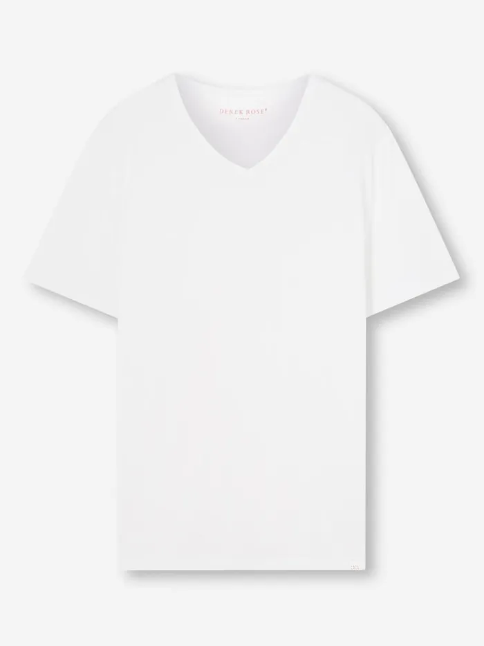 Men VNeck TShirt Riley Pima Cotton White Derek Rose Short Sleeve TShirts