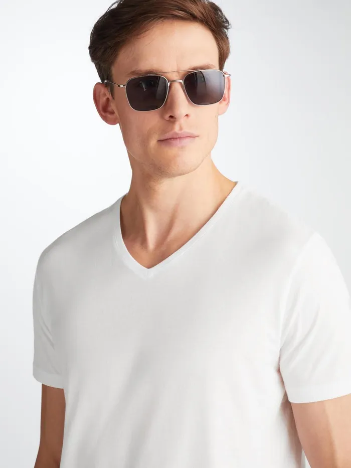 Men VNeck TShirt Riley Pima Cotton White Derek Rose Short Sleeve TShirts