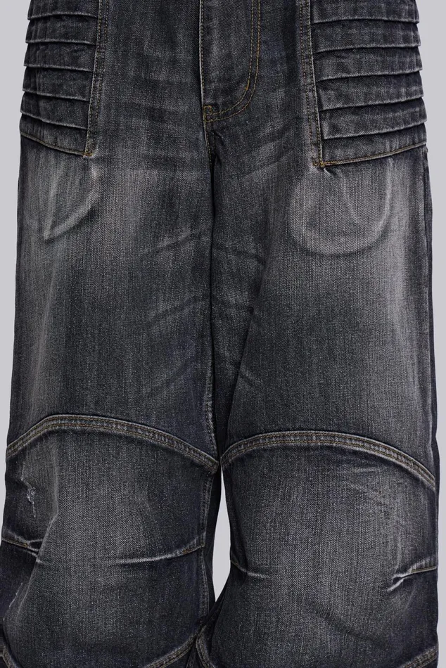 Men Washed Black Biker Colossus Jeans Jaded London Denim