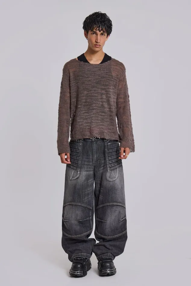 Men Washed Black Biker Colossus Jeans Jaded London Denim