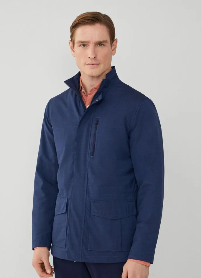 Men WaterResistant Field Jacket Blue Hackett London Coats and Jackets