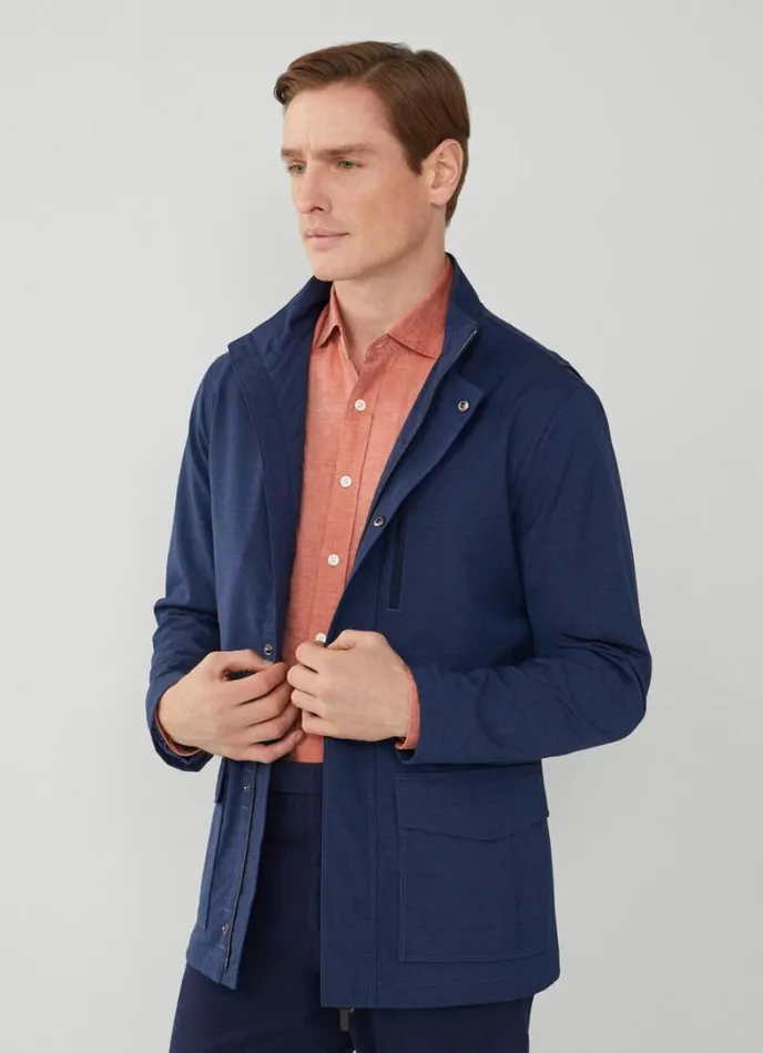 Men WaterResistant Field Jacket Blue Hackett London Coats and Jackets