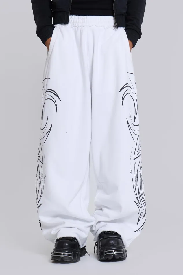 Men White Blade Joggers Jaded London Loungewear
