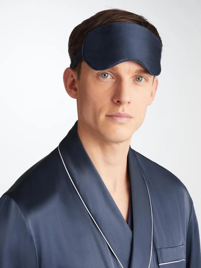 MenWomen Eye Mask Bailey Silk Satin Navy Derek Rose Eye Masks