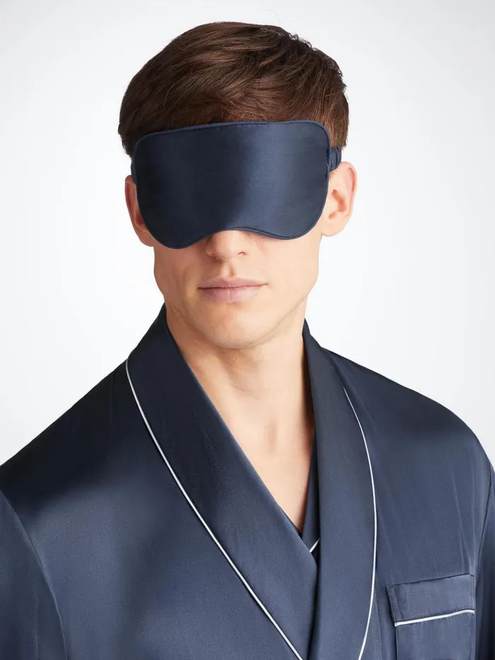 MenWomen Eye Mask Bailey Silk Satin Navy Derek Rose Eye Masks