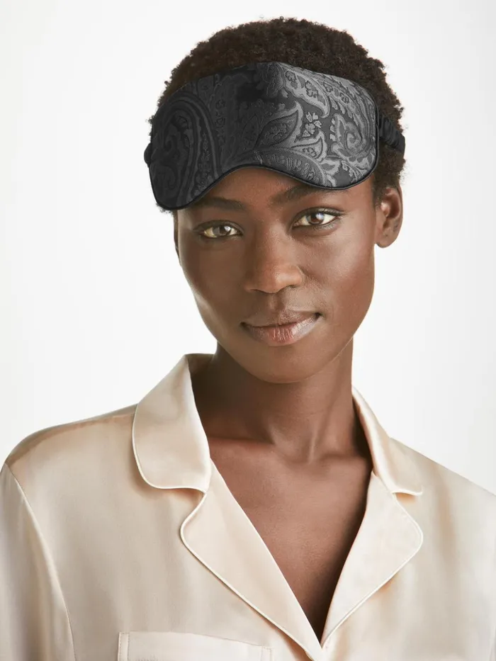 MenWomen Eye Mask Verona 67 Silk Satin Black Derek Rose Eye Masks