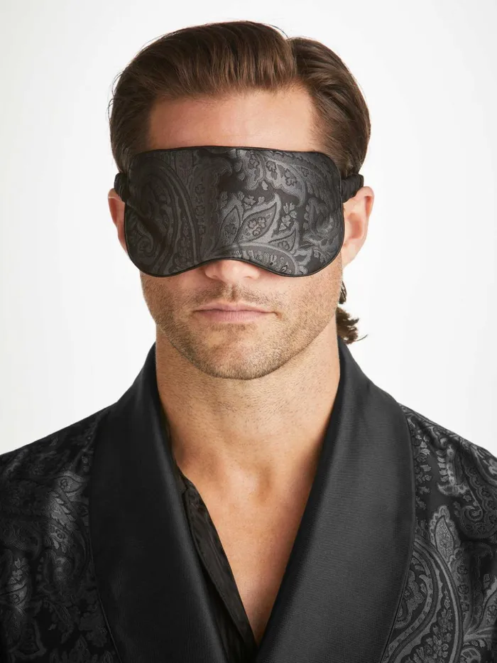 MenWomen Eye Mask Verona 67 Silk Satin Black Derek Rose Eye Masks