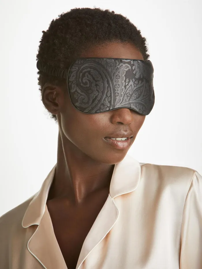 MenWomen Eye Mask Verona 67 Silk Satin Black Derek Rose Eye Masks