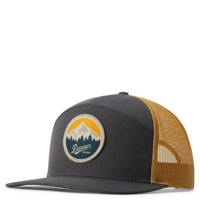 MenWomen Hats Danner Danner Trucker Cap Charcoalold Gold 8211 Mountain Patch