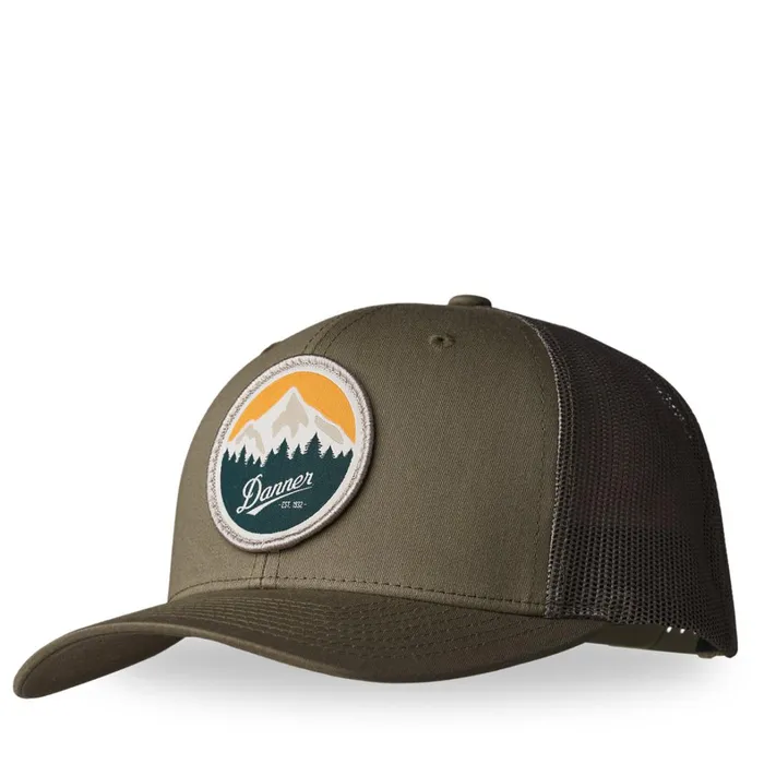 MenWomen Hats Danner Danner Trucker Cap Loden 8211 Mountain Patch