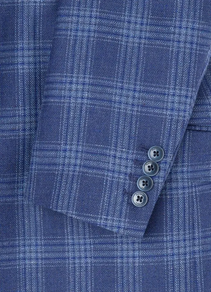 Men Wool And Silk Checked Blazer Blue Hackett London Blazers