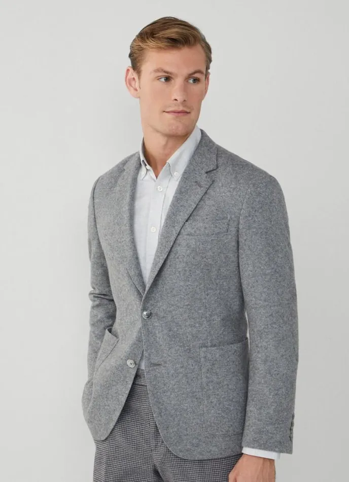 Men Woven Knit Blazer Grey Hackett London Blazers