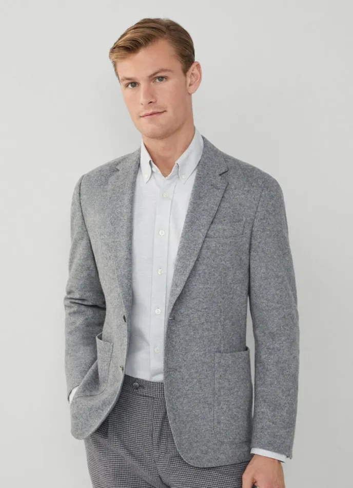 Men Woven Knit Blazer Grey Hackett London Blazers