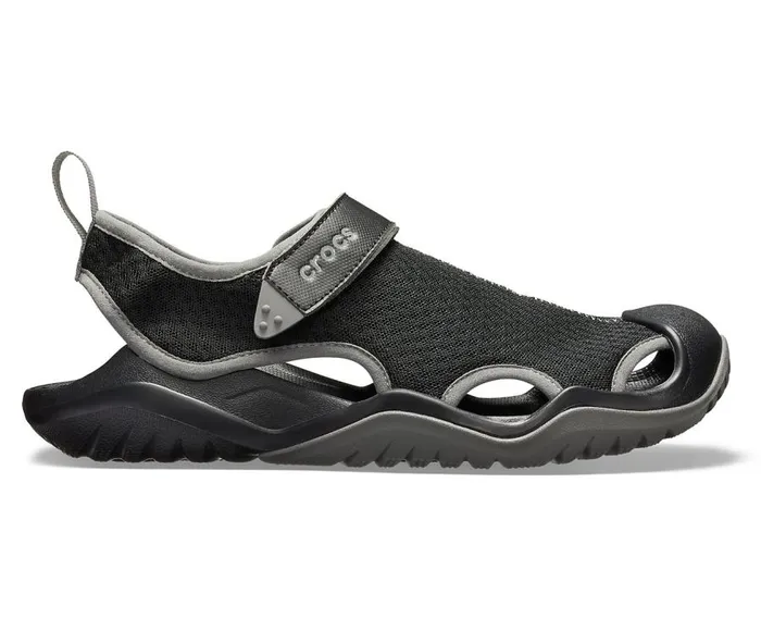 Mens Swiftwater Mesh Deck Sandal Black Crocs Sandals