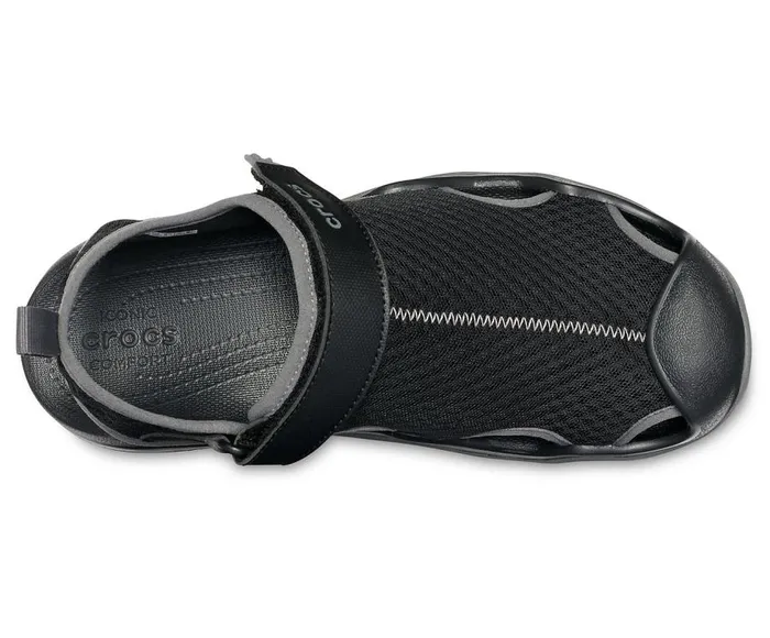 Mens Swiftwater Mesh Deck Sandal Black Crocs Sandals