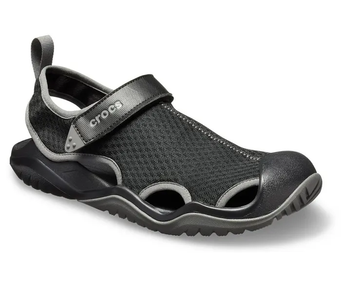 Mens Swiftwater Mesh Deck Sandal Black Crocs Sandals