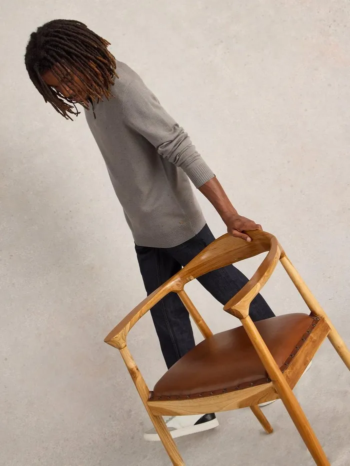 Merino Wool Funnel Neck Nep Natural Multi Men White Stuff Knitwear