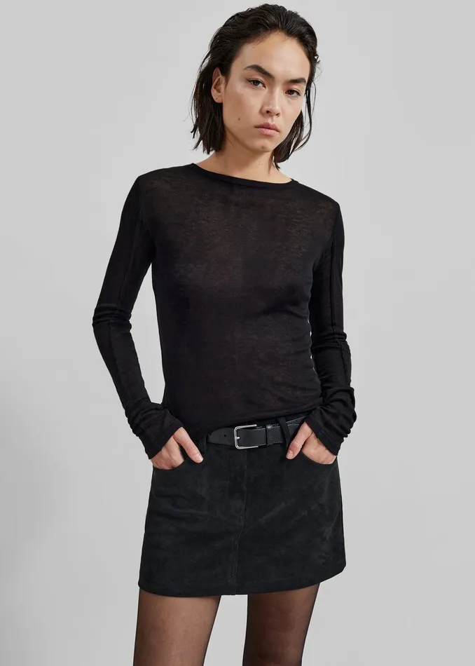 Mesa Sheer Long Sleeve Tee 8211 Black Women The Frankie Shop Clothing