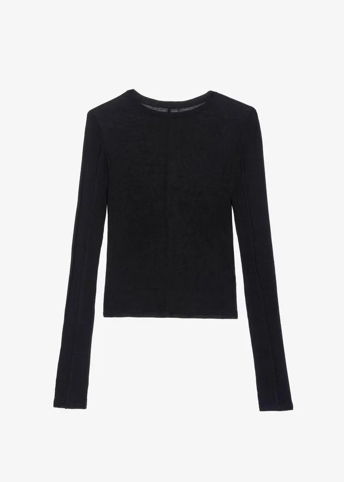 Mesa Sheer Long Sleeve Tee 8211 Black Women The Frankie Shop Clothing