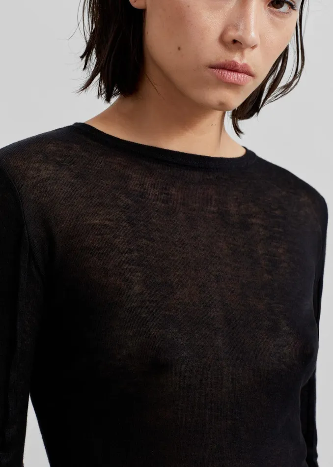 Mesa Sheer Long Sleeve Tee 8211 Black Women The Frankie Shop Clothing